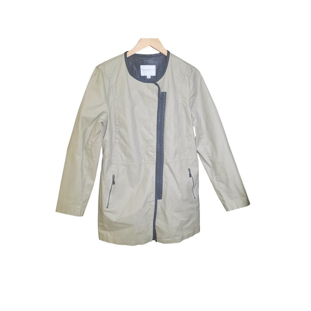Katherine Barclay Womens Mid Length Zip Hip Pockets Zip Closure Raincoat Size L